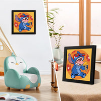 1 x Brand New EOBROMD Diamond Painting Stitch eating ice cream, flowers diamond painting with frame, 5D diamond painting pictures cartoon, diamond painting pictures arts craft for home decor gift 18x18cm - RRP €7.03