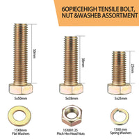 32 x Brand New Hexagonal Bolts and Nuts with Washers, 60 Pcs DIN 933 Machine Screws Threaded Screws with Nuts and Washers Spring Washers Assortment Kit - Metric M8  - RRP €287.68