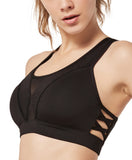 1 x RAW Customer Returns Yvette women s sports bra strong support with mesh large breasts for fitness running jogging, black, XXL large sizes - RRP €26.21