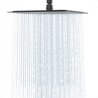 1 x RAW Customer Returns Rainsworth 12 inch luxury rain shower anti-limescale rain stainless steel shower head rain shower square built-in shower heads shower head waterfall rain shower head, matt black - RRP €51.42