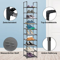 1 x RAW Customer Returns Voency Shoe Rack, 10 Tier Shoe Cabinet Plastic Shoe Racks Organizer for Closet Hallway Bedroom Entryway, Holds up to 10 Pairs of Shoes, Iron Standing Shelf, Space Saving Shoe Rack - RRP €20.16