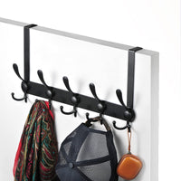 2 x RAW Customer Returns LYLIN Door Coat Rack, Stainless Steel Door Hanger with 15 Hooks, Coat Rack Hooks for Bedroom Bathroom Hallway and Kitchen Black, door thickness less than 4.5 cm  - RRP €38.28