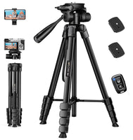 1 x RAW Customer Returns JOILCAN Tripod Camera, 171cm Extendable Cell Phone Tripod with Remote Shutter Phone Holder, 3-Way Swivel Head Tripod Stand for iPhone Samsung Huawei Xiaomi Smartphone Small Camera, Load Capacity 3.5KG - RRP €29.99