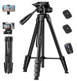 1 x RAW Customer Returns JOILCAN Tripod Camera, 171cm Extendable Cell Phone Tripod with Remote Shutter Phone Holder, 3-Way Swivel Head Tripod Stand for iPhone Samsung Huawei Xiaomi Smartphone Small Camera, Load Capacity 3.5KG - RRP €29.99