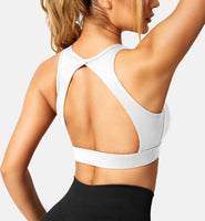 2 x RAW Customer Returns Yiifit Sports Bra Women Open Back Sports Bra Sleeveless Seamless with Padding Crop Top Belly Bar Without Wire Backless Bustier for Gym Fitness Workout White Small - RRP €48.38