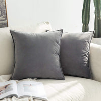 1 x RAW Customer Returns MIULEE Set of 2 Velvet Cushion Covers Flange Cushion Cover Decorative Sofa Cushions Decorative Cushions Wrapped Edge Cushion Covers Decorative Cushion Cover for Sofa Living Room Bedroom 40 x 40 cm Dark Gray - RRP €16.13