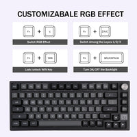 1 x RAW Customer Returns EPOMAKER TH80 SE Mechanical Keyboard Wireless Bluetooth, Gasket, NKRO, Hot Swappable, RGB, for Gaming E-Sports PC Mac Black, Epomaker Flamingo Switch  - RRP €109.99