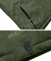 1 x RAW Customer Returns Memoryee Men s Ski Jacket Warm Lined Winter Fleece Coat Waterproof with Removable Hood Outdoor Jacket Dark Green XL - RRP €59.74