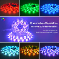 1 x RAW Customer Returns ZAIYW 5m LED Strip Light, Battery Operated, 150 LEDs, RGB 5050 Self-adhesive Light Strip, 16 Colors with Remote Control, for Home, Bedroom, Party, Decoration - RRP €19.15