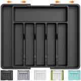 1 x RAW Customer Returns Lifewit cutlery tray for drawers, adjustable cutlery holder, utensil holder for kitchen drawers, drawer insert, cutlery insert for kitchen organizer made of plastic for spoons, forks, black - RRP €21.99