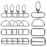 1 x RAW Customer Returns SWAWIS Pack of 40 swivel carabiner hooks set, 32 mm D-rings, sliding buckles, rectangular rings, rotating carabiner hooks, for bags, straps, costumes, backpack, dog leash, DIY hardware accessories silver  - RRP €13.69