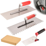 1 x RAW Customer Returns Stainless steel trowel set of 3 smoothing trowels, stainless steel smoothing trowel set with plastering trowels, set of plastering spatula with rubber handle, plastering tools for plastering compounds, concrete - RRP €15.42