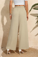 1 x RAW Customer Returns BEIGAI Women s Pants Wide Loose Straight Cut Palazzo Pants High Waist Stretchy Lounge Elegant Pants with Pockets,Khaki,2XL - RRP €34.99