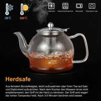 1 x RAW Customer Returns Glass teapot, 1200ML teapot with strainer, borosilicate glass tea service, glass teapot, glass teapot with strainer, teapot with strainer, tea infuser for loose leaves teapot - dishwasher safe - RRP €24.99