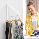 1 x RAW Customer Returns Anjuer Clothes Rack Wall Mounted Clothes Hanger Foldable Aluminum Space Saving White - RRP €23.99