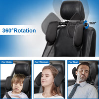 1 x RAW Customer Returns Spurtar Car Headrest Children s Neck Pillow Car Height Adjustable, 360 Rotation, Soft Memory Foam, for Children and Adults, Car Neck Support for Sleeping - Black - RRP €24.99