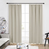 1 x RAW Customer Returns Deconovo 2 Piece Blackout Curtains for Bedroom, Modern Living Room Interior Drapes, 140x220 CM Width x Height , Light Beige - RRP €62.49