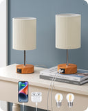 1 x RAW Customer Returns EDISHINE LED bedside lamp touch dimmable set of 2, modern table lamp, small lamp, with charging function, 2 USB ports, with cable, for bedroom, living room, windowsill, gift, wood look - RRP €41.74