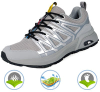 1 x Brand New Eagsouni running shoes, trainers, men s and women s sports shoes, trail running shoes, street running shoes, trainers, jogging shoes, walking shoes, trail running fitness shoes, grey silver, 44 EU - RRP €60.0