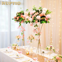 1 x RAW Customer Returns Nuptio 2 Pack Rose Gold Wedding Centerpieces Table Vase, 79cm Tall Metal Trumpet Vase, Road Lead for Wedding Party Dinner Centerpiece, Flower Stand for Christmas Anniversary Decoration - RRP €59.24