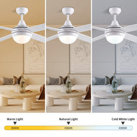 1 x RAW Customer Returns CJOY ceiling fan with light and remote control, 122 cm White Ceiling Fan, 3 Color Temperatures, Dimmable LED, Winter and Summer, 3 Speeds, Timer - RRP €139.99