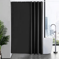 1 x RAW Customer Returns Furlinic shower curtain anti-mold in the bathroom textile curtain for bathtub shower curtains made of polyester fabric antibacterial and waterproof with 12 hooks washable black 180x210. - RRP €18.14