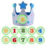 3 x Brand New Obrjoyfly birthday crown for children, crown birthday for boy and boy, birthday crown girl for the children s birthday adjustable size with 0-9 interchangeable numbers gray and blue  - RRP €25.62