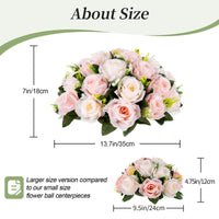 1 x Brand New BLOSMON  Table Artificial Roses Flowers 2 Pieces Blush 35cm Large Flower Ball Artificial Flowers Bouquet Flowers Like Real Table Decoration Silk Fake Flower Bouquet Arrangement For Centerpiece Home Celebration Decoration - RRP €43.34