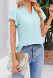 1 x Brand New T1FE 1SFE Blouse Women Summer Casual Loose Solid Color Ruffles with Spandex Shirt Green L - RRP €18.14