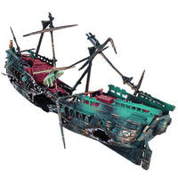 1 x RAW Customer Returns Nizirioo Aquarium Shipwreck Decorations, Aquarium Decoration Pirate Ship - Air Bubbler Sunken Ship Ornament - Aquarium Air Pump Powered Action Decor Dark Green  - RRP €20.3