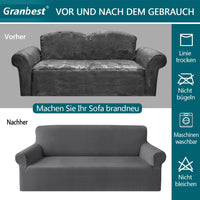 1 x RAW Customer Returns Granbest Premium Fashion Jacquard Sofa Covers 2 Seater, Anti-Wrinkle Super Stretch Loveseat Couch Covers for 2 Cushions and Non-Slip Sofa Protector for Kids and Pets 2 Seater, Gray  - RRP €40.33