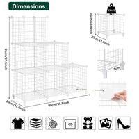 1 x RAW Customer Returns AWTATOS Shelf 6 Shelf Wire Cube Stackable Shelf Cube DIY Metal Grid Shelf Cube Book Shelf Cube Shelf With Doors For Living Room, Bedroom, Bathroom White USCIH06WE - RRP €31.46