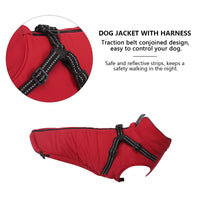 1 x Brand New MOREZI Winter Dog Jacket, Waterproof Outer Layer, Fleece Lining, Back Zipper Design, with Reflective Strips and Straps, Suitable for Small and Medium Dogs-Red-XL - RRP €31.46