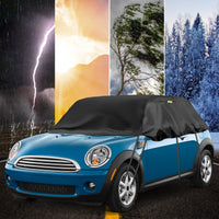 1 x RAW Customer Returns Car Cover Replacement for Mini Cooper 3 Door 2000-2024, 300D Oxford Fabric Half Car Cover, Half Garage UV Resistant Half Car Cover Dustproof Snowproof Sunproof Outdoor Indoor - RRP €50.41