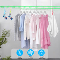 4 x Brand New Clothesline, windproof clothesline, with 12 clothespins, non-slip clothesline 5 meters, camping clothesline, portable, adjustable, windproof, non-slip, for camping indoors and outdoors B  - RRP €36.24