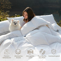 1 x RAW Customer Returns DWR Goose Down Duvet, Duvet Filling 250 gr m Bed 105-200x200cm, Feather Duvet 200x200cm, Extra Soft and Light, No Noise When Moving White, 4 Seasons  - RRP €125.9