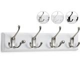 3 x RAW Customer Returns LARHN coat hook white - coat rack white with 4 hooks in nickel matt - 42 cm - coat hook wall - wall coat rack for hallways, cloakrooms, bedrooms and bathrooms - RRP €59.7