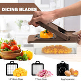 1 x RAW Customer Returns Vegetable cutter, IDIQIB vegetable slicer with stainless steel blades 15 in 1 multifunctional mandoline vegetable slicer onion cutter and fruit cutter for slicing fruit and vegetables, carrot, potato, tomato - RRP €21.13