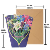 53 x Brand New Paper Pop Up Cards, Lilies and Lupins, 12 Inch Life Size Flower Bouquet Birthday Gift Greeting Cards with Note Card and Envelope for Women Girls Wife Mother - RRP €499.26