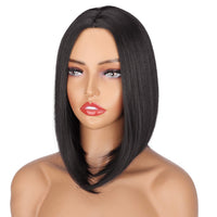 1 x RAW Customer Returns PORSMEER Bob Wig black Short Straight Synthetic Hair Cosplay Daily Party Wig for Women Natural Like Real Hair - RRP €24.48