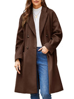 1 x RAW Customer Returns GRACE KARIN Women s Long Coat Solid Color Winter V-Neck Lapel Collar Knee Length Overcoat with Belt Light Brown S - RRP €97.72