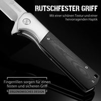 1 x RAW Customer Returns NedFoss BEAST folding knife, 10CM D2 steel large pocket knife with G10 handle, sharp one-hand knife with sheath ball bearing, outdoor knife with liner lock clip, survival knife in gift box - RRP €37.54