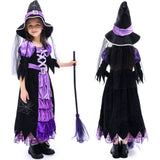 1 x RAW Customer Returns Tacobear witch costume girl with witch hat black and purple witch costume carnival fancy dress Halloween costume witch dress for children girls 3 4 5 6 7 8 9 10 years - RRP €23.72