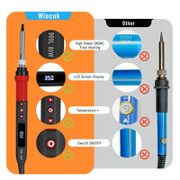 1 x RAW Customer Returns Wiecok soldering iron set, 80W soldering iron with adjustable temperature 180 -500 , LCD screen soldering set with ON OFF switch, soldering wire, 5 soldering tips, soldering iron kit for electrical engineering repairs - RRP €17.84