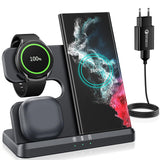 1 x RAW Customer Returns seacosmo 3 in 1 Wireless Charger, Fast Wireless Charging Docking Station for S23 Ultra S21 S22 Ultra, Charger for Z Flip 3 4, Fold 3 4, Watch 5 Pro, Buds - RRP €33.55