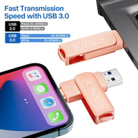 1 x RAW Customer Returns EOZNOE 256GB USB Stick for Phone Flash Drive, 3-in-1 Phone Memory Stick USB 3.0 External Storage, Phone Photo Stick Storage Expansion Compatible with Phone Pad Android PC Mac - RRP €25.3