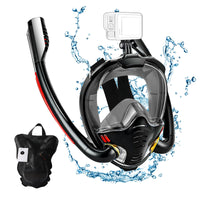 1 x RAW Customer Returns Snorkel mask adults, double tubes diving mask snorkel mask full mask anti-fog and anti-leak technology, 180 vision snorkel mask with removable camera holder diving goggles for adults - RRP €35.4