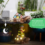 1 x Brand New Yeomoo Solar Frog Riding Turtle Figures Garden Decoration for Outdoors - with Flowers LED Solar Lamps for Outdoors Funny Garden Decoration Gifts for Women Mum Men Room Fairy Garden Children s Decoration - RRP €40.33