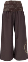 1 x RAW Customer Returns GURU SHOP Wide wellness trousers, yoga trousers, trousers with wide waistband, cappuccino, cotton, size S 36  - RRP €27.08