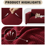 1 x RAW Customer Returns Jaotto 2 Seater Sofa Cover with Armrests Stretch Jacquard Sofa Cover Anti-scratch Anti-slip Sofa Cover with 2 Cushion Covers Armchair Cover for Dogs Pet, Jacquard Wine Red - RRP €31.2